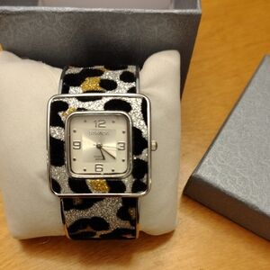 Strada Leopard Print cuff Watch